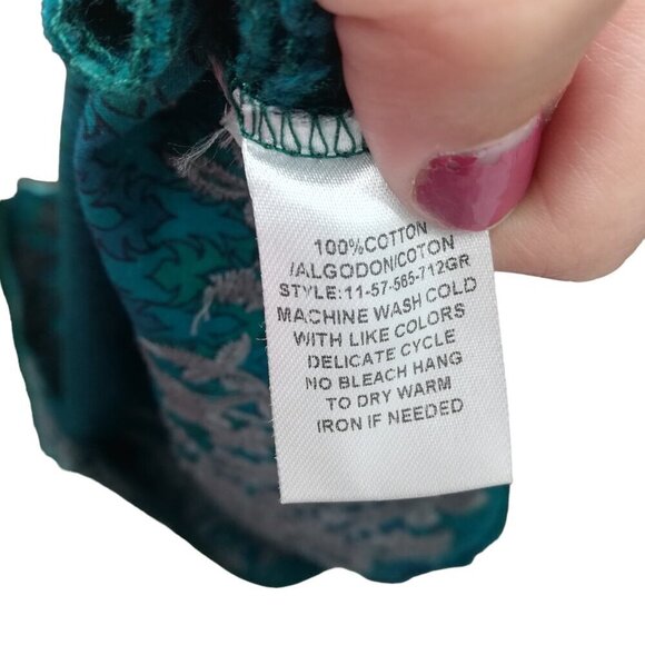 Stetson Embroidered Pearl Snap Short Sleeve A Line Dress Size XS Cotton Blue - Picture 16 of 16